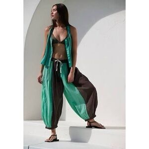 New Free People Coconut Wide-Leg Pants Set XS Green